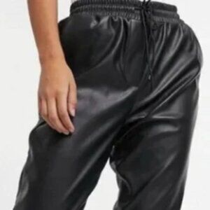 Zara Black Faux Leather Jogger Pant